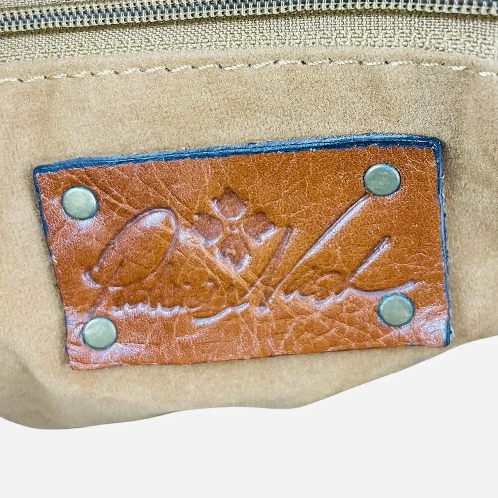 Patricia Nash Taurina Tooled Italian Leather Paris Satchel Purse Handbag Studded